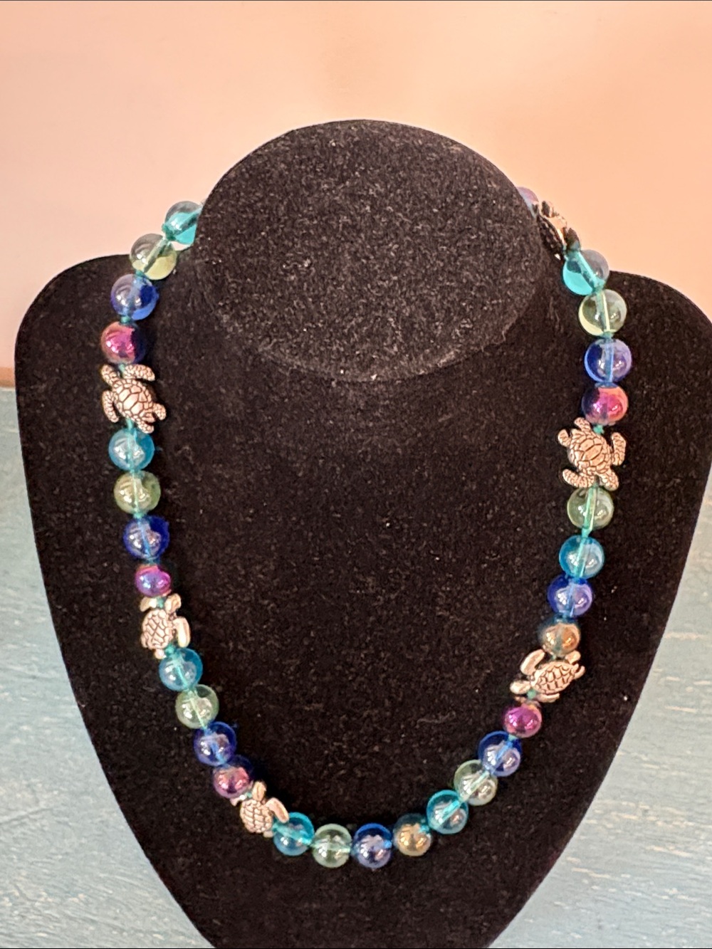 OKO CREATIONS Murano glass and turtle necklace.